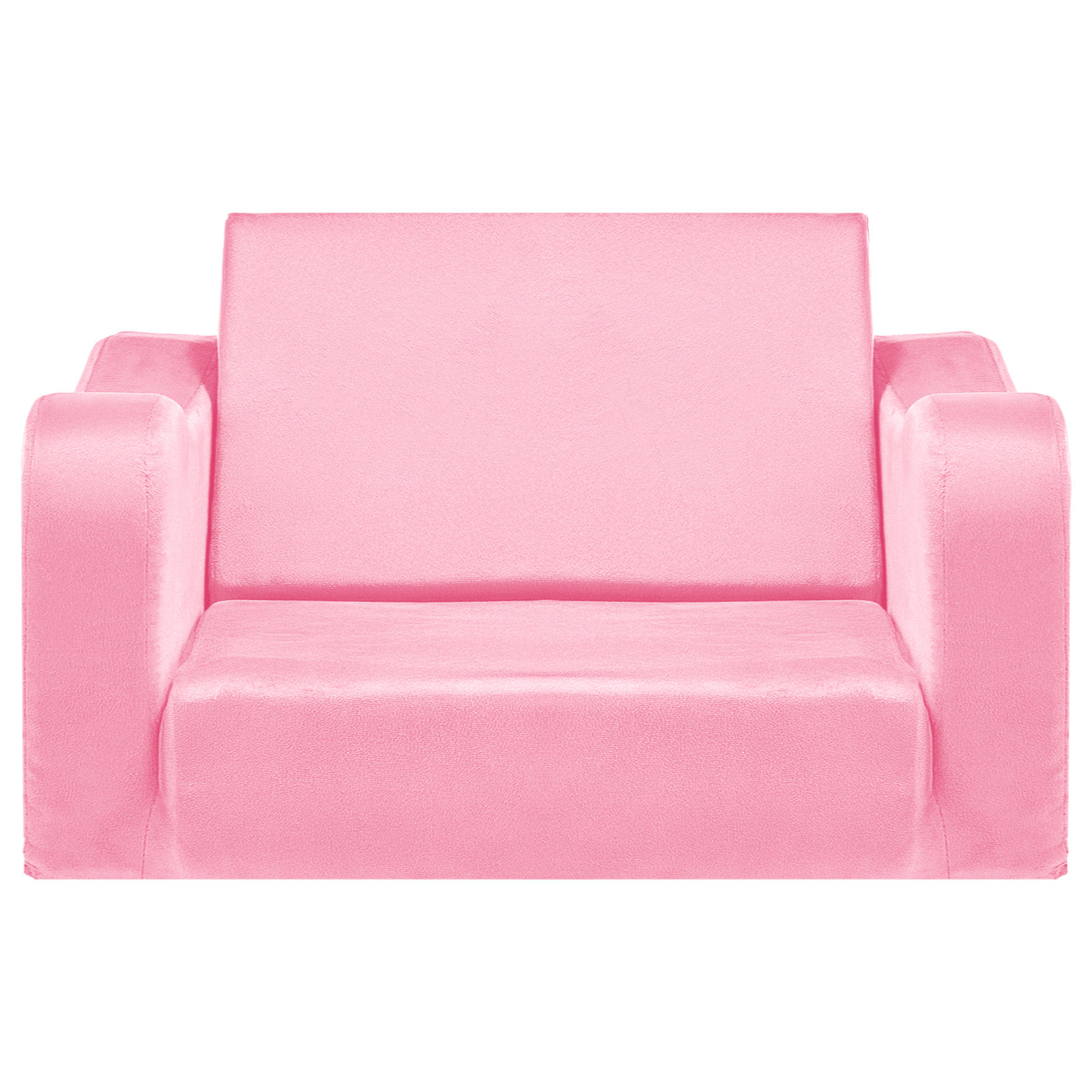 Sofá Infantil 2 en 1 SucceBuy, Sofá Plegable Suave con Reposabrazos, Hecho de Esponja 28D y Pelo Corto, Se Transforma de Silla para Niños Pequeños a Sofá, Ideal para Jugar o Relajarse, Tamaño Mediano, Rosa