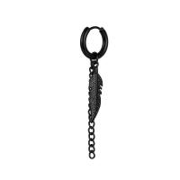 Pendiente de aro con plumas cruzadas para mujer, Piercing de acero inoxidable, con Clip, estilo hip pop, Punk, CZ, magnético, 1 par - details 10