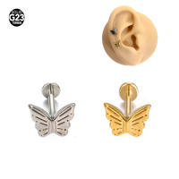 Piercing para el Tragus de La Oreja de titanio, 1/2 piezas, Color dorado, G23, Labret, enchufe, pendientes de titanio, Piercings de hélice, Cartilagem Da Orelha - details 0