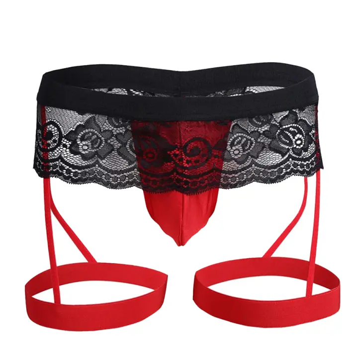 Ropa Interior Masculina de Encaje Transparente, Calzoncillos Boxer Sexys de Malla Transparente con Bolsa para Pene en Forma de U, Calzoncillos Masculinos, Lencería Erótica Gay - 1