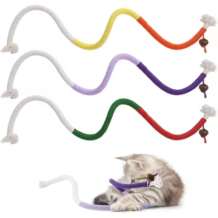 Juguetes para gatos, juguetes de cuerdas para masticar, 3 piezas de 27,9 pulgadas, juguetes interactivos de hierba gatera para gatos de interior, juguetes para masticar para limpieza de dientes de gatitos para el cuidado Dental - 1