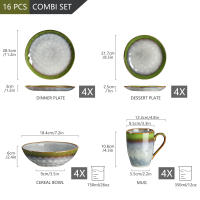 Vajilla de Cena Vancasso Starry 16/32/48 Piezas con Degradado Azul-Verde para Mesa de Cena Plato de Postre Tazas para 4/8/12 Cerámica Adecuada para Todas las Estaciones - details 0