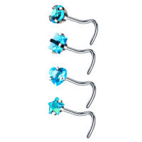Juego de pendientes de acero quirúrgico para piercing de nariz, conjunto de anillos cuadrados para piercing en forma de l, Estrella real, 4 piezas - details 24