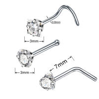 Juego de pendientes de acero quirúrgico para piercing de nariz, conjunto de anillos cuadrados para piercing en forma de l, Estrella real, 4 piezas - details 4