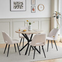 EGOONM 4PCS Sillas de comedor tapizadas de estilo nórdico, sillas ergonómicas de ocio para oficina en casa, patas de metal negro, beige - details 2