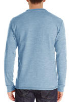 Camisa de manga larga para hombre, camisetas informales ajustadas con botones de gofres Henley, S-3XL, color azul cielo - details 2