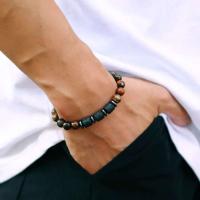 Noter, nueva Pulsera novedosa para hombre, Ojos de tigre naturales, Pulsera con cuentas de roca volcánica, regalo para él, Pulsera de hematita Heag Braslet Pulsera Homme - details 2