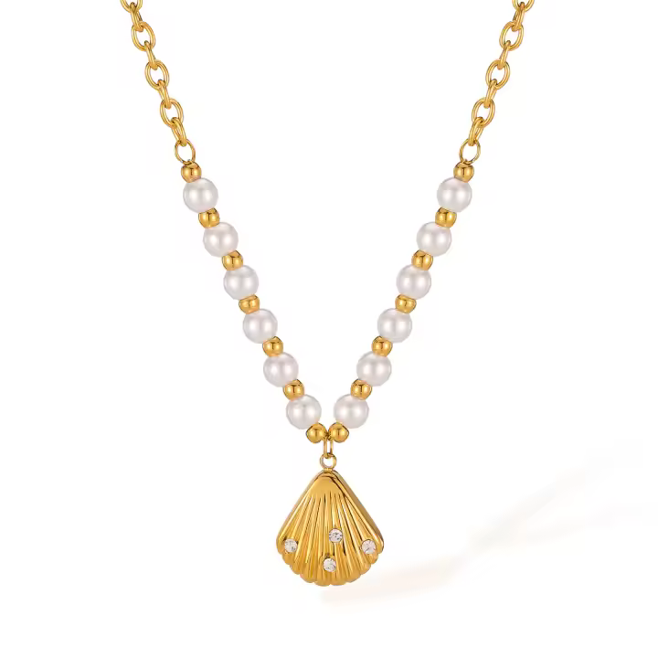 Collar de Mujer de Acero Inoxidable con Perlas y Circonitas, Gargantilla Vintage Elegante, Joyería Fina, Regalo para Mujer - 1