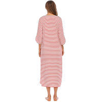 Bata larga con cremallera para mujer, ropa de dormir de longitud completa con bolsillos, camisón de manga 3/4, bata de baño - details 21