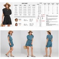 Nuevo mono de verano de algodón y lino, mono suelto de cintura casual de manga corta para mujeres - details 2