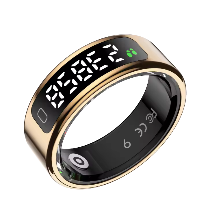 Anillo Inteligente SANLEPUS R11 con Pantalla OLED – Monitorea Pasos, Frecuencia Cardíaca, Calorías, Sueño y Estrés 24/7 | Resistencia al agua 5ATM | Carga inalámbrica + aplicación QRing para iOS/Android - 1