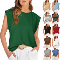 Camiseta a rayas de manga raglán para mujer, Tops de verano a rayas rojas Macron S - details 0