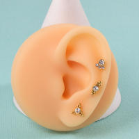 Pendiente de gota de acero quirúrgico para mujer, Piercing de hélice Tragus, pendiente de cadena de perca de oreja, pendiente de cartílago de lóbulo Rook, bola larga, lustre, 1Pc - details 2