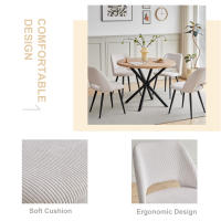 EGOONM 4PCS Sillas de comedor tapizadas de estilo nórdico, sillas ergonómicas de ocio para oficina en casa, patas de metal negro, beige - details 3