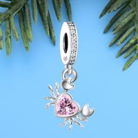Abalorio de Colgante de Canasta de Zirconia Rosa de Plata Esterlina 925 Ajuste a Pulsera de Encantos Finos para Mujeres Joyería de Valentine Day DIY - details 1