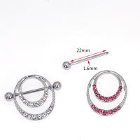 Anillos redondos dobles para pezones, Piercing de pezón de aleación, joyería corporal, 2 piezas, 16G - details 1