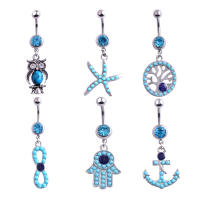 Piercing de acero azul para el ombligo, pendiente para el ombligo, anillos de cristal, piercing para el ombligo, joyería sexual para el cuerpo, 1 ud. - details 1