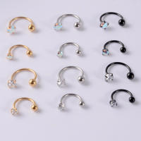 Pendientes de acero inoxidable con forma de herradura, aretes de aguja fina de 0,8mm, con tornillo de dientes externos de circonia, 2 piezas, gran oferta - details 5