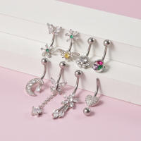Anillo de acero quirúrgico para el ombligo, Piercing para el ombligo, CZ, cristal, abeja, flor, corazón, joyería para la oreja, 1 unidad - details 2
