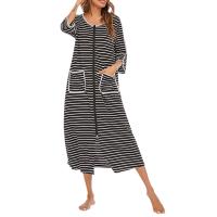 Bata larga con cremallera para mujer, ropa de dormir de longitud completa con bolsillos, camisón de manga 3/4, bata de baño - details 1