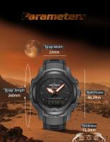 Reloj de Deporte Exterior NORTH EDGE MARS PRO para Hombres con Caja de Fibra de Carbono Compás Altímetro Barómetro Temperatura 50M Impermeable Color Negro Material del Correa Silicona - details 8