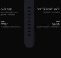 Reloj Mecánico para Hombres NORTH EDGE SPACE X Resistente al Agua 100M para Deportes al Aire Libre y Natación con Correa de Goma y Vidrio Mineral Movimiento Mecánico Color Negro - details 8