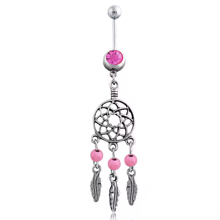 Atrapasueños de cristal austriaco para el Ombligo, Piercing de acero quirúrgico para Ombligo, 2 piezas - 1