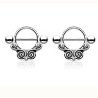 Anillo de aleación de 2 piezas para mujer, Piercing de barra Vintage elegante, 3 colores, para pezón corporal, 2023 - details 2