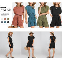 Nuevo mono de verano de algodón y lino, mono suelto de cintura casual de manga corta para mujeres - details 7