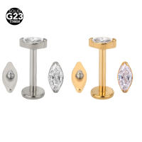 Piercing de titanio G23 para el cuerpo, accesorio con forma de serpiente, abeja, pluma, labio, cartílago, Labret, oreja, lengua, Helix, roscado, joyería, 1 ud. - details 0