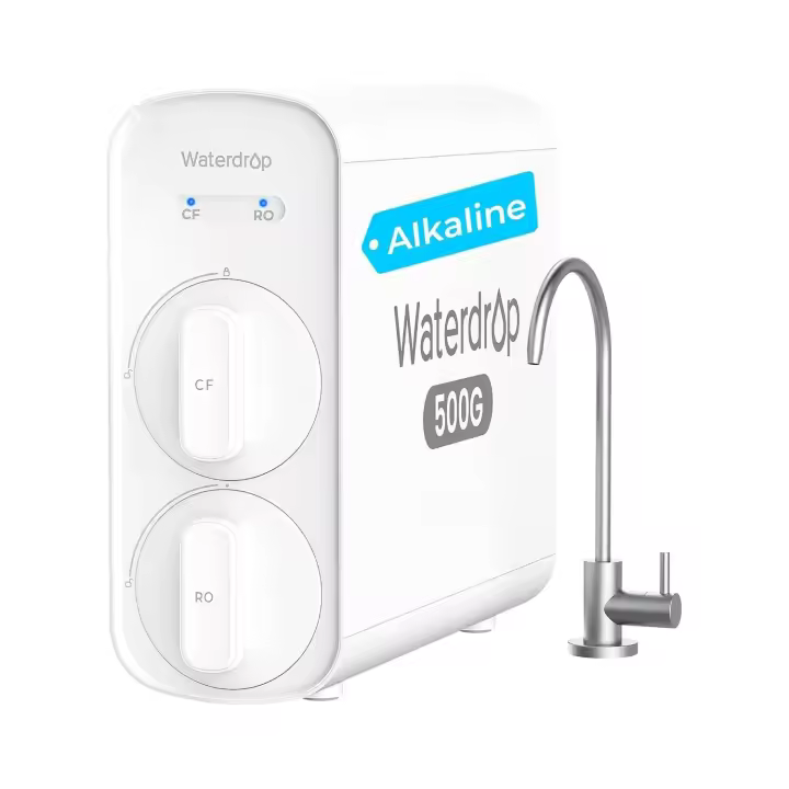 Waterdrop G5P500A Filtro de Agua por Ósmosis Inversa con pH+ Alcalino Mineral, Certificado NSF/ANSI 372, Sistema de Ósmosis Inversa de 8 Etapas, 500G, Relación de Pureza 2:1, Reduce TDS, Libre de BPA - 1