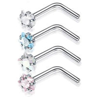 Juego de pendientes de acero quirúrgico para piercing de nariz, conjunto de anillos cuadrados para piercing en forma de l, Estrella real, 4 piezas - details 27