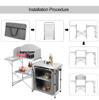 Mesa de Picnic Barbacoa Plegable de Aluminio Cocina de Viaje con Bolsa - details 3
