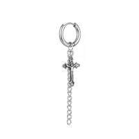 Pendiente de aro con plumas cruzadas para mujer, Piercing de acero inoxidable, con Clip, estilo hip pop, Punk, CZ, magnético, 1 par - details 13