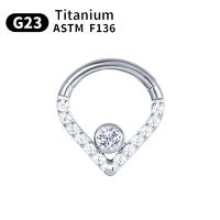 100%-pendientes de titanio G23 para mujer, piercing para la nariz, medio anillo en forma de d, segmento, cartílago - details 12