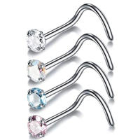 Juego de pendientes de acero quirúrgico para piercing de nariz, conjunto de anillos cuadrados para piercing en forma de l, Estrella real, 4 piezas - details 15