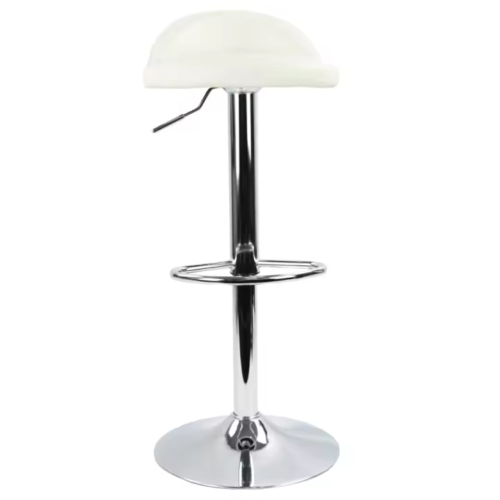 Taburete de Cuero PU KKTONER con Resalto Altura Ajustable, Giratorio, Silla de Bar en Casa y Oficina (Blanco) - 1