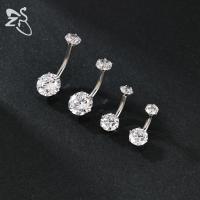 ZS 1 pieza 14G anillo de ombligo de acero inoxidable para mujeres y niñas blanco rosa CZ cristal ombligo Piercings cuerpo Piercing 6/8/10/12MM - details 10