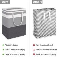 Cesta de algodón y lino para ropa sucia, bolsa de almacenamiento plegable de gran capacidad, color gris, simplificada, 1 unidad - details 4