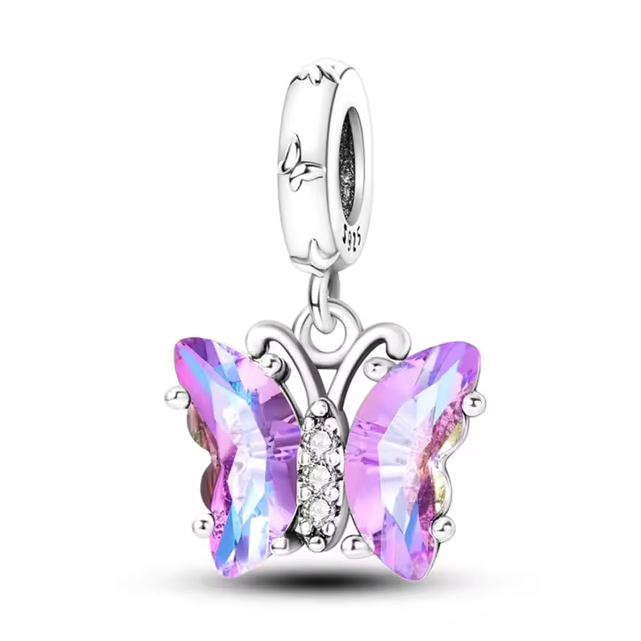 Colgante de Plata de Ley 925 con forma de mariposa, abalorio compatible con Pulsera Original, collar, joyería fina - 1