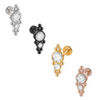 Pendiente de gota de acero quirúrgico para mujer, Piercing de hélice Tragus, pendiente de cadena de perca de oreja, pendiente de cartílago de lóbulo Rook, bola larga, lustre, 1Pc - details 11
