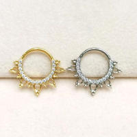 F136 anillos de titanio para la nariz, pendientes de aro de circonita para mujer, juego de joyería para Piercing de cartílago, hélice Daith Tragus Clicker - details 0