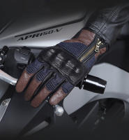 Guantes de motocicleta de cuero genuino para hombres, protección de puño, ajuste a prueba de viento, transpirable - details 1