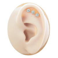 Piercing labret de acero quirúrgico para cartílago, pendiente largo de circonia cúbica, con rosca interna, de 16g, para tragus, con hélice delantera y parte posterior plana, 100%, 316L - details 3