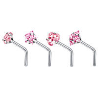 Juego de pendientes de acero quirúrgico para piercing de nariz, conjunto de anillos cuadrados para piercing en forma de l, Estrella real, 4 piezas - details 13