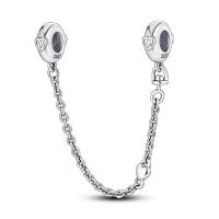 Cadena de Seguridad de Amor en Forma de Corazón de Pandach S925 Plata Esterlina para Mujeres con Colgante de Joyería Ajuste de Pulsera Pedra Principal de Zirconio - details 8