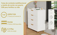 Rcynview Mesita de Noche Moderna Resistente a Arañazos, Material de Madera, 4 Cajones, 2 Enchufes AC, 2 Puertos USB Ideal para Dormitorio, Sala de Estar - details 1