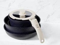 RIOVARM Inducción Juego de ollas y sartenes con asas Desmontables, Apilable Antiadherente Granito Sartenes y ollas con Tapas, Ahorro de espacio, Juegos de sartenes, Sin PFOA, Sartén - details 4