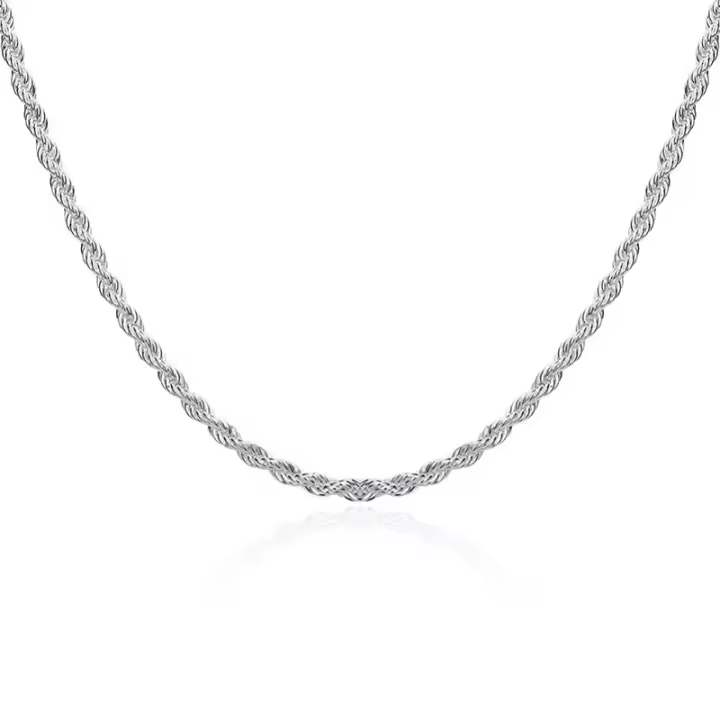 925 Sterling Silver Twisted Rope Chain Necklace For Woman Men Jewelry - 1