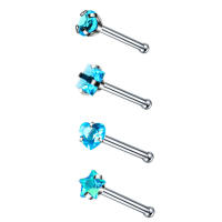 Juego de pendientes de acero quirúrgico para piercing de nariz, conjunto de anillos cuadrados para piercing en forma de l, Estrella real, 4 piezas - details 18